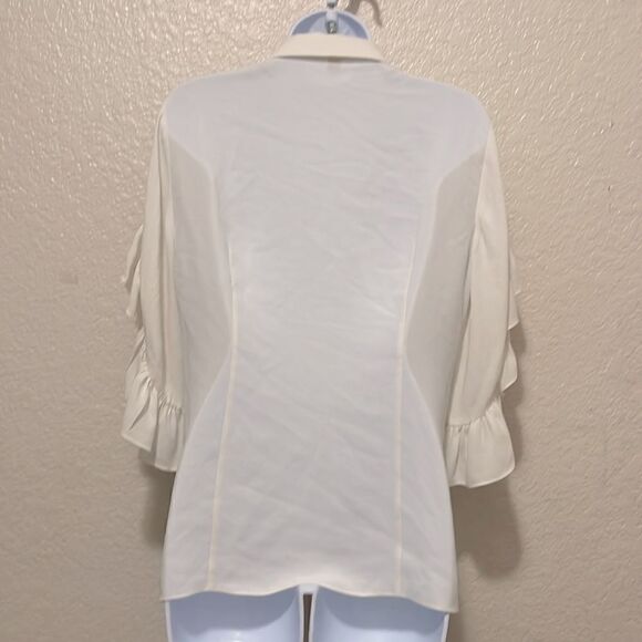 Michael Kors Collection Silk Georgette Ruffled Button Front Blouse Blouse Size 6 - Picture 4 of 8